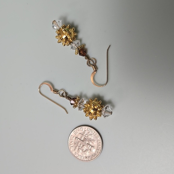 Gold and Silver Drop Earrings - Picture 11 of 15